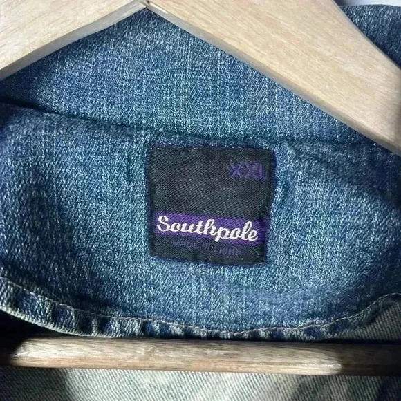 South Pole Denim Jacket Juniors XXL Blue Bleached Y2K NEW - Picture 3 of 8